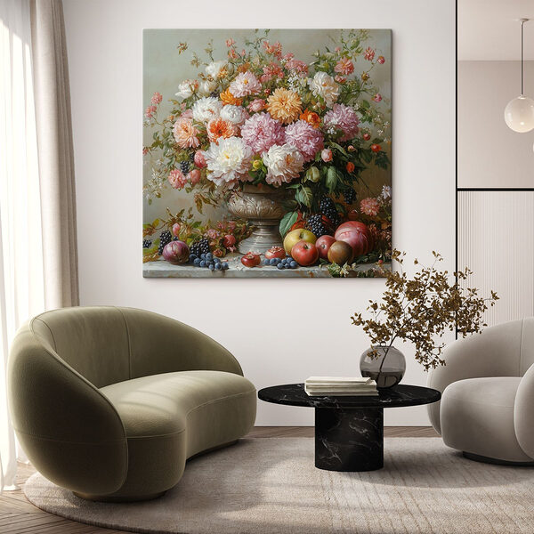 Schilderij van bloemen in een vaas Canvas Schilderijen Schilderij van bloemen in een vaas
