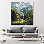 Canvas Schilderijen Waterval in een berg