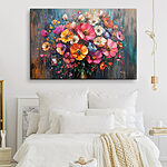 Canvas Schilderijen Schilderij van bloemen in een vaas