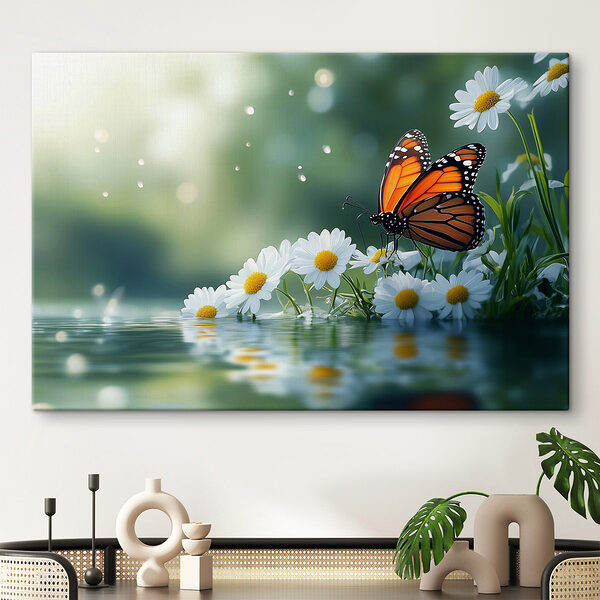 Vlinder op een bloem Canvas Schilderijen Vlinder op een bloem