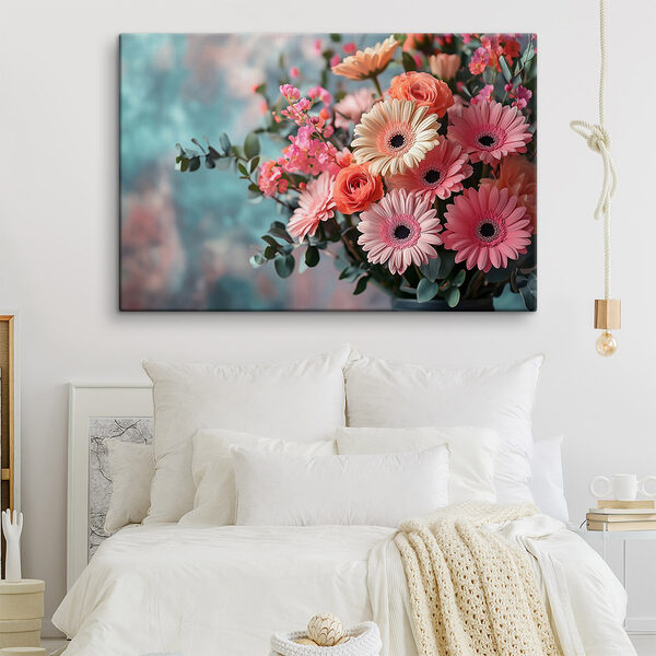 Boeket bloemen in een vaas Canvas Schilderijen Boeket bloemen in een vaas