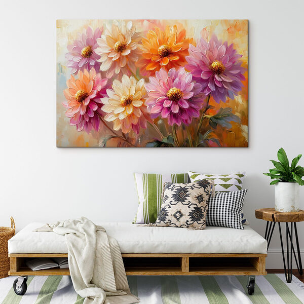 Schilderij van bloemen op een doek Canvas Schilderijen Schilderij van bloemen op een doek