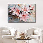 Canvas Schilderijen Groep roze bloemen