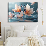 Canvas Schilderijen Vlinders op bloemen en water