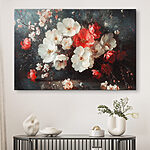 Canvas Schilderijen Schilderij van bloemen op een tafel