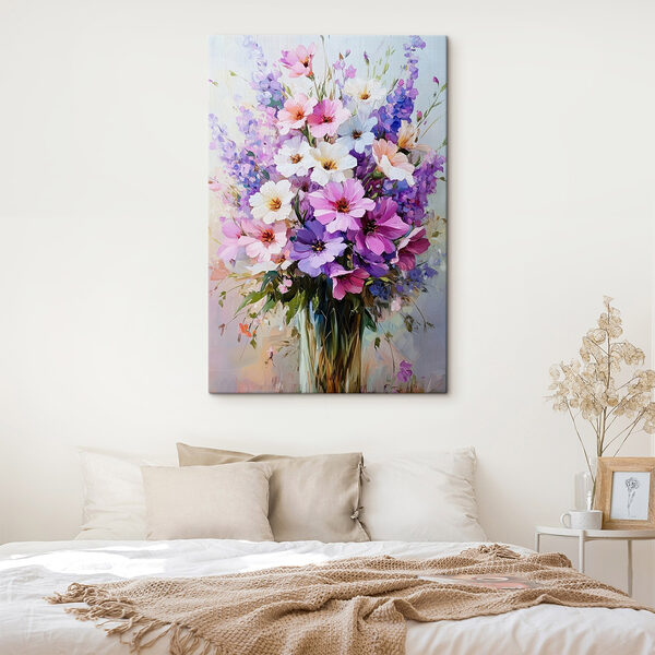 Schilderij van bloemen in een vaas Canvas Schilderijen Schilderij van bloemen in een vaas