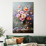Canvas Schilderijen Schilderij van bloemen in een vaas
