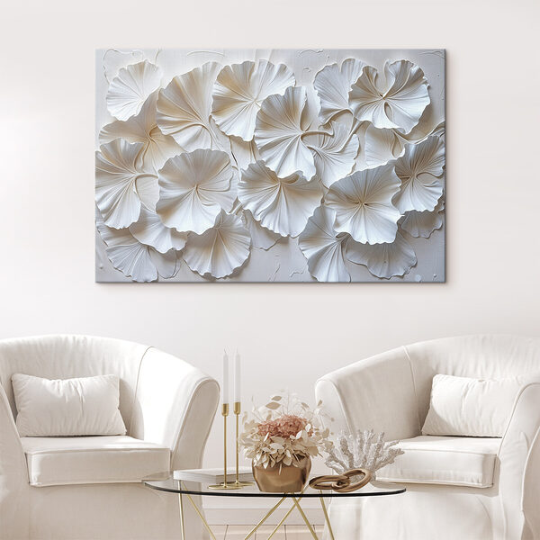Groep witte bladeren Canvas Schilderijen Groep witte bladeren
