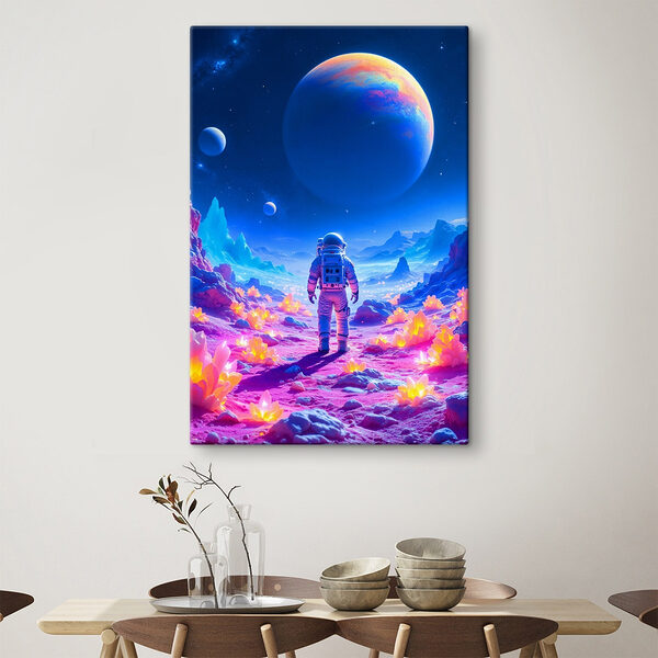 Astronaut loopt in een woestijn Canvas Schilderijen Astronaut loopt in een woestijn
