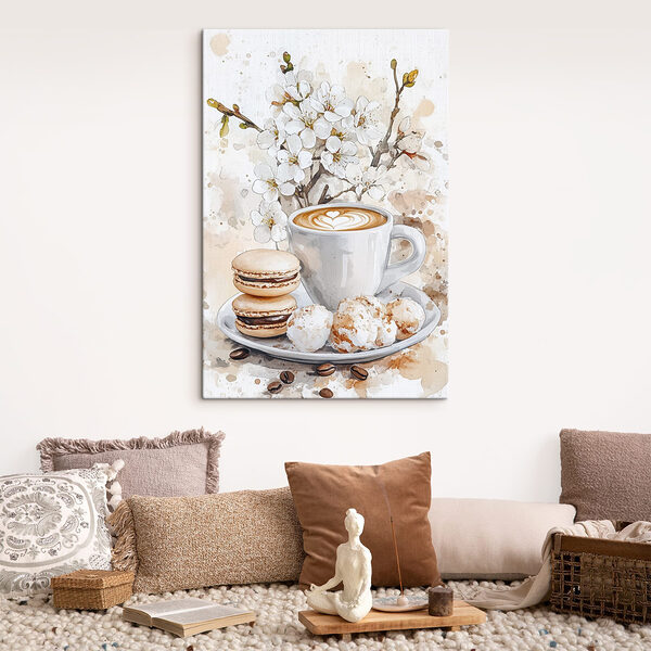Canvas Schilderijen Canvas Schilderijen Kopje koffie en koekjes (Artikelnummer: s41964)