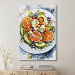 Canvas Schilderijen Bord eten met sinaasappels en avocado
