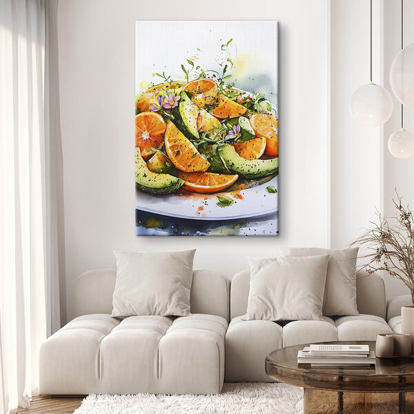 Bord met fruit en groenten Canvas Schilderijen Bord met fruit en groenten