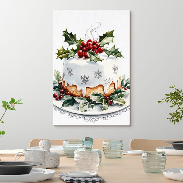 Cake met glazuur en bessen bovenop Canvas Schilderijen Cake met glazuur en bessen bovenop