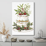 Canvas Schilderijen Cake met bessen en bladeren