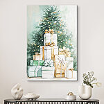 Canvas Schilderijen Aquarel van cadeautjes onder een boom