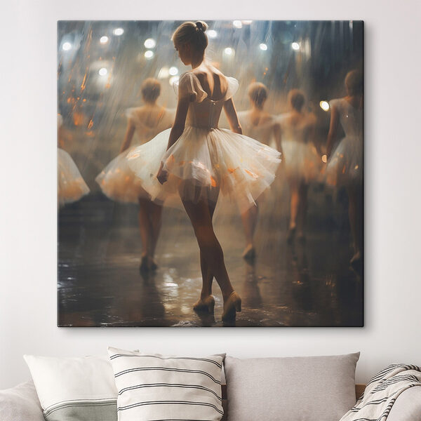 Groep vrouwen in witte tutu Canvas Schilderijen Groep vrouwen in witte tutu