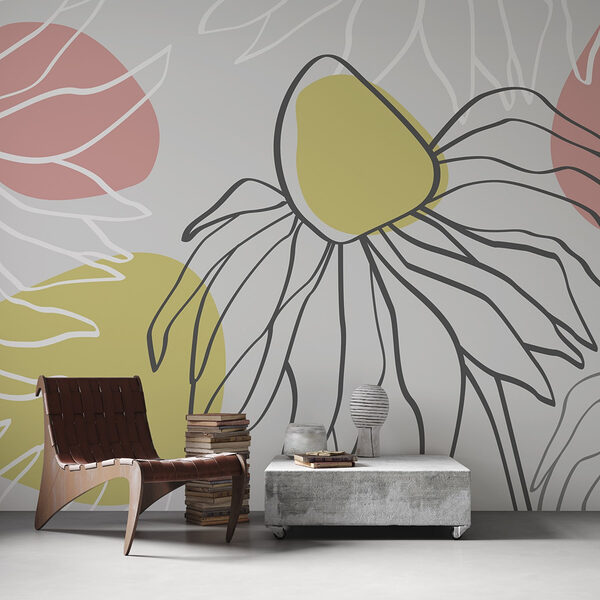 Tekening van een bloem Fotobehang Tekening van een bloem