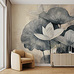 Fotobehang Serene lotus in zachte tinten