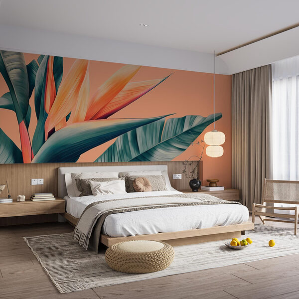 Levendig tropisch bloemstuk Fotobehang Levendig tropisch bloemstuk