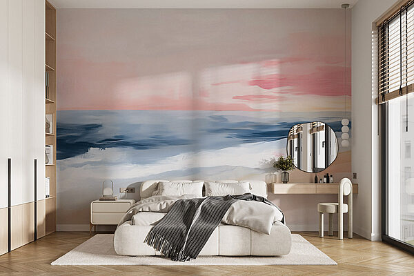 Schilderij van een strand Fotobehang Schilderij van een strand