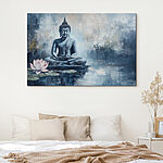 Canvas Schilderijen Schilderij van een standbeeld in het water