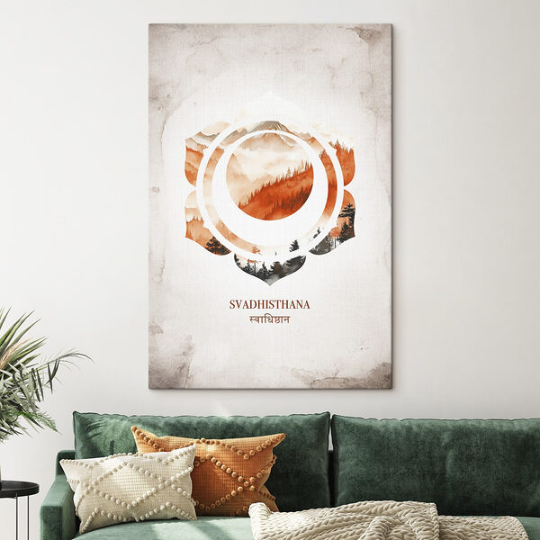 Logo met bergen en bomen Canvas Schilderijen Logo met bergen en bomen