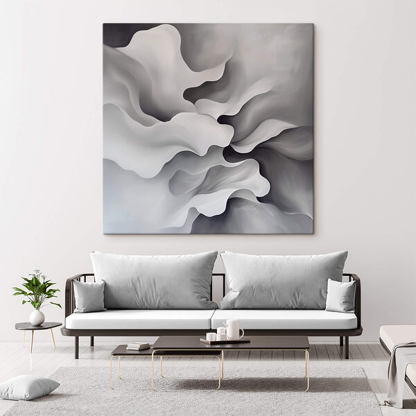 Witte en grijze abstracte kunst Canvas Schilderijen Witte en grijze abstracte kunst