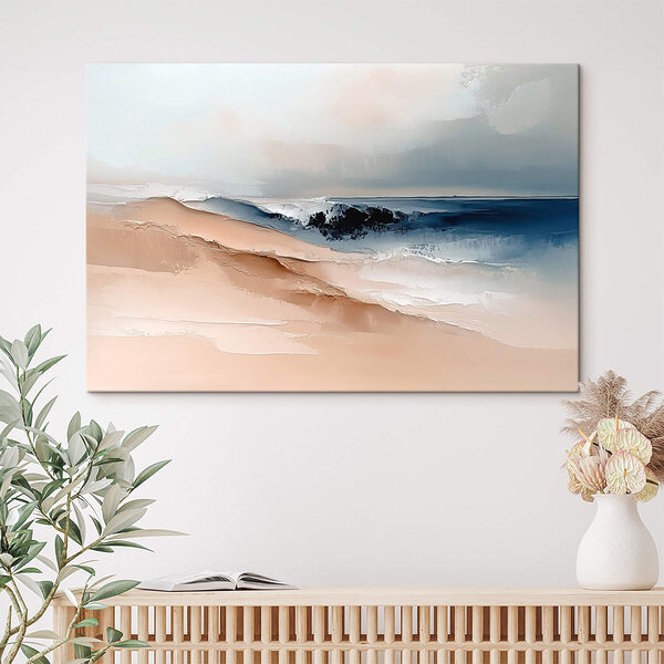 Zandduin met golven op de achtergrond Canvas Schilderijen Zandduin met golven op de achtergrond