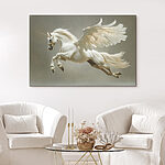 Canvas Schilderijen Wit paard met vleugels