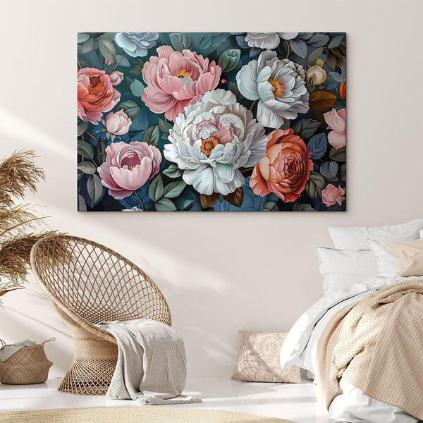 Levendige bloemen in zachte tinten Canvas Schilderijen Levendige bloemen in zachte tinten