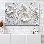 Canvas Schilderijen Witte muur met bloemen