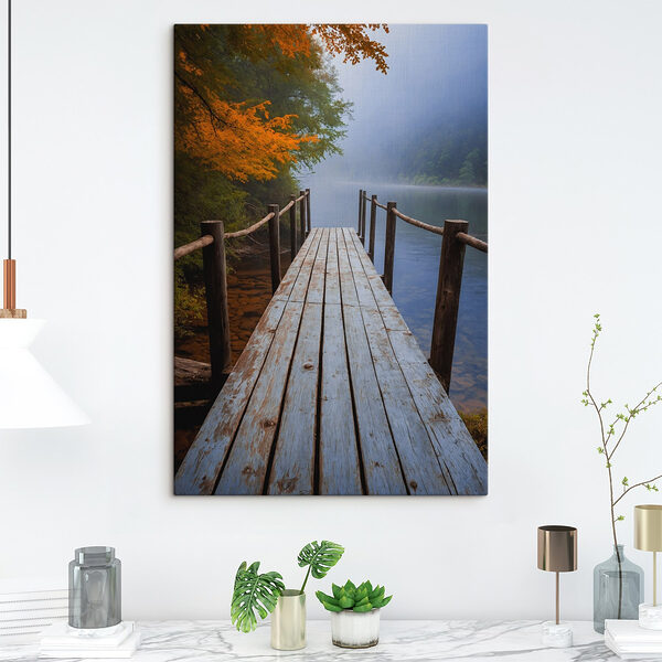 Houten steiger boven een waterlichaam Canvas Schilderijen Houten steiger boven een waterlichaam