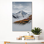 Canvas Schilderijen Berg met sneeuw en bloemen