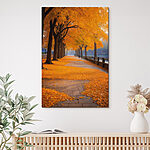 Canvas Schilderijen Pad met oranje bladeren op de grond