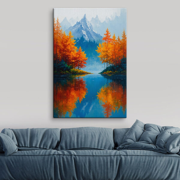 Schilderij van een berg en bomen Canvas Schilderijen Schilderij van een berg en bomen