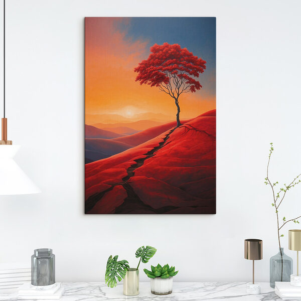Boom op een heuvel Canvas Schilderijen Boom op een heuvel