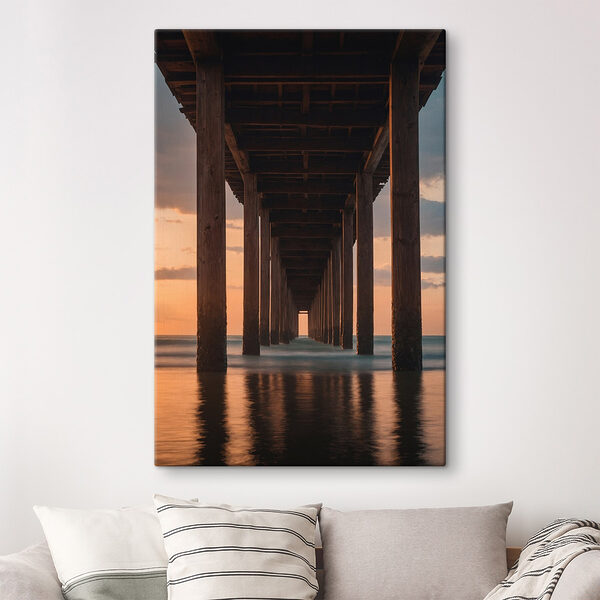 Houten brug in het water Canvas Schilderijen Houten brug in het water