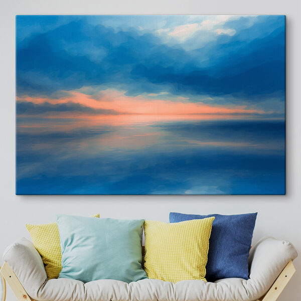 Canvas prints Blue and orange sky with clouds Canvas Schilderijen Canvas prints Blue and orange sky with clouds