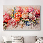 Canvas Schilderijen Groep bloemen op een wit oppervlak