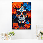 Canvas Schilderijen Schedel met bloemen eromheen