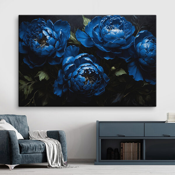 Groep blauwe bloemen Canvas Schilderijen Groep blauwe bloemen