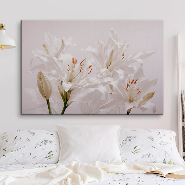 Groep witte bloemen Canvas Schilderijen Groep witte bloemen