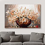 Canvas Schilderijen Vaas met witte bloemen