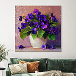 Canvas Schilderijen Pot met paarse bloemen