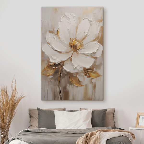 Schilderij van een witte bloem Canvas Schilderijen Schilderij van een witte bloem
