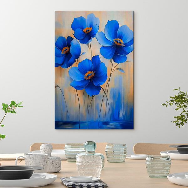 Schilderij van blauwe bloemen Canvas Schilderijen Schilderij van blauwe bloemen