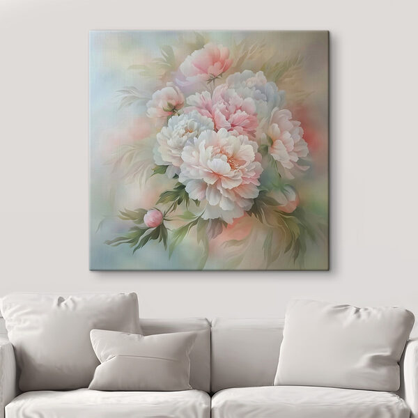 Schilderij van bloemen op een witte achtergrond Canvas Schilderijen Schilderij van bloemen op een witte achtergrond