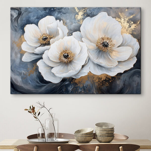 Schilderij van witte bloemen Canvas Schilderijen Schilderij van witte bloemen