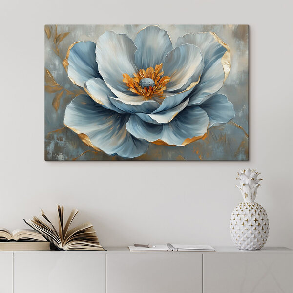 Delicate blauwe bloem in zachte tinten Canvas Schilderijen Delicate blauwe bloem in zachte tinten