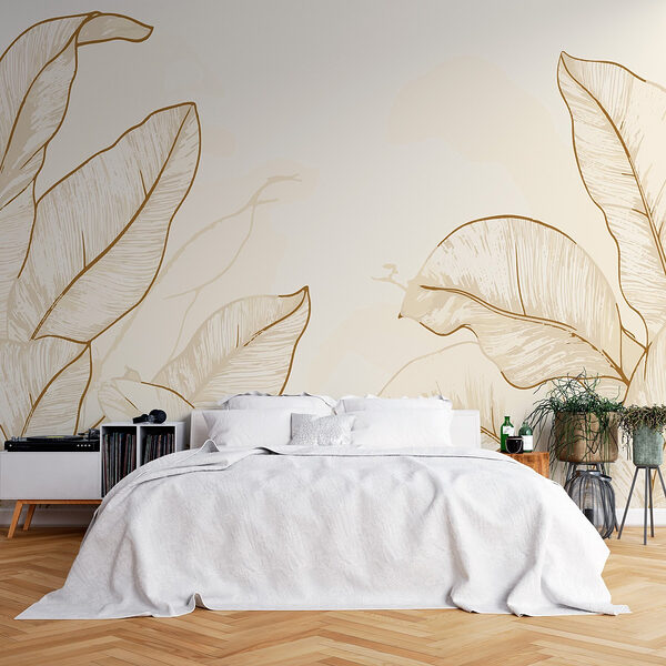 Elegante botanische illustraties van bladeren Fotobehang Elegante botanische illustraties van bladeren